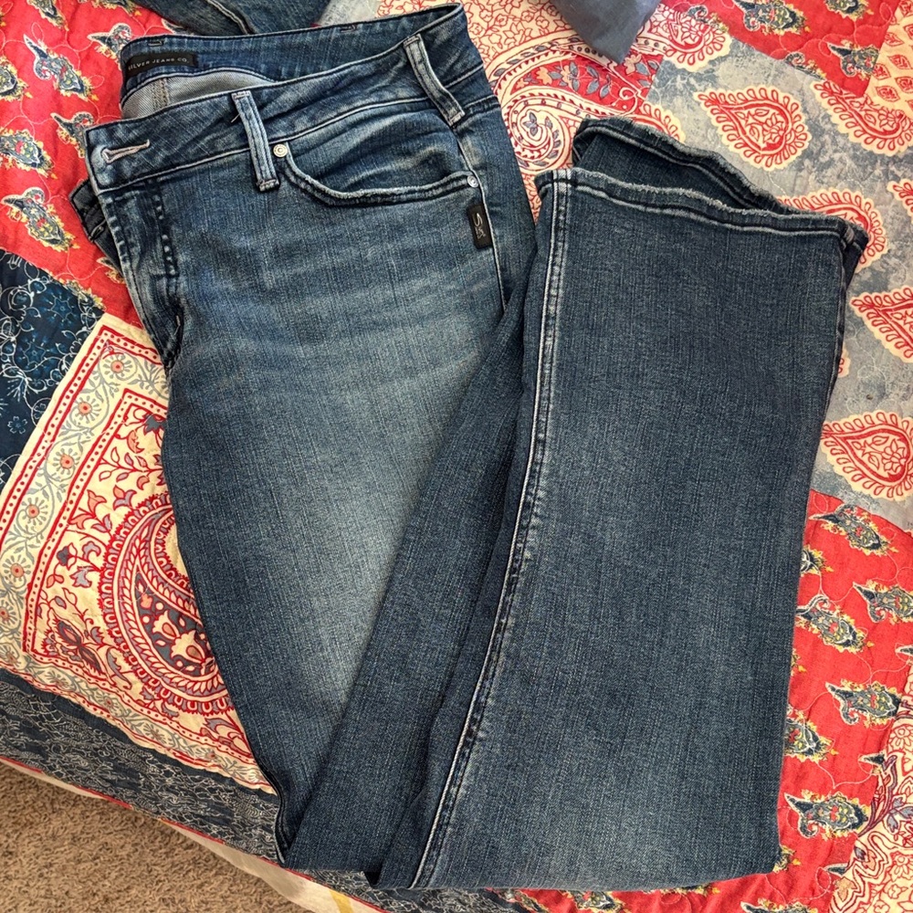 Silver Jeans Dark Blue Straight Leg Denim